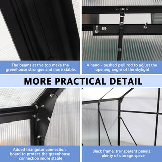 Polycarbonate Greenhouse Raised Base and Anchor Aluminum Heavy Duty Walk-in Greenhouses for Outdoor Backyard in All Season