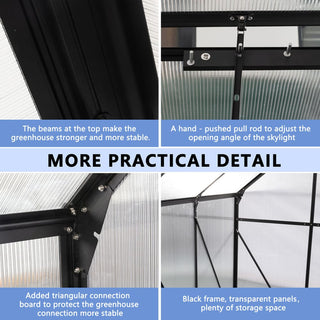 Polycarbonate Greenhouse Raised Base and Anchor Aluminum Heavy Duty Walk-in Greenhouses for Outdoor Backyard in All Season