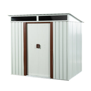 6X5 FT Steel Outdoor Storage Shed with Window and Clear Roof Panel, Rustproof Tool Organizer for Backyard