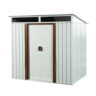 6X5 FT Steel Outdoor Storage Shed with Window and Clear Roof Panel, Rustproof Tool Organizer for Backyard