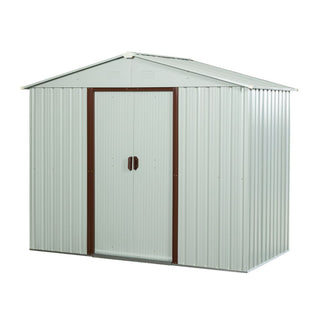 6X5 FT White Outdoor Metal Storage Shed with Foundation, Weatherproof Garden Tool Organizer