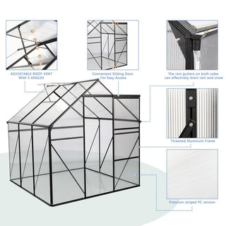 Polycarbonate Greenhouse Raised Base and Anchor Aluminum Heavy Duty Walk-in Greenhouses for Outdoor Backyard in All Season