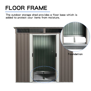 6X5 FT Steel Outdoor Storage Shed with Window and Clear Roof Panel, Rustproof Tool Organizer for Backyard
