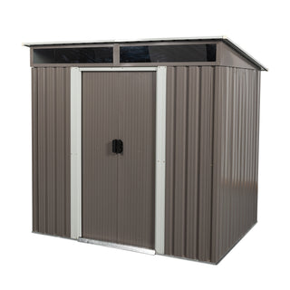 6X5 FT Steel Outdoor Storage Shed with Window and Clear Roof Panel, Rustproof Tool Organizer for Backyard