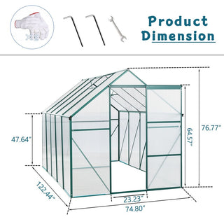 Polycarbonate Greenhouse Raised Base and Anchor Aluminum Heavy Duty Walk-in Greenhouses for Outdoor Backyard in All Season
