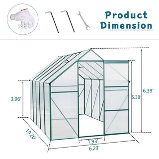 Polycarbonate Greenhouse Raised Base and Anchor Aluminum Heavy Duty Walk-in Greenhouses for Outdoor Backyard in All Season