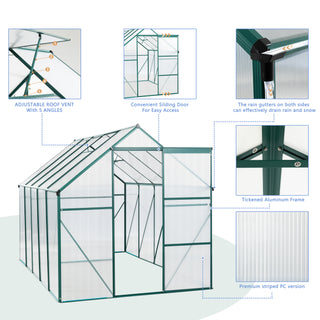 Polycarbonate Greenhouse Raised Base and Anchor Aluminum Heavy Duty Walk-in Greenhouses for Outdoor Backyard in All Season
