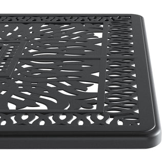 58.3" Cast Aluminum Outdoor Patio Dining Table with Umbrella Hole, Rectangular Black Metal Table for Backyard, Garden & Deck