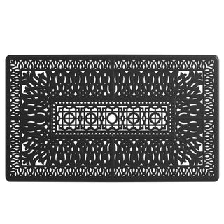 58.3" Cast Aluminum Outdoor Patio Dining Table with Umbrella Hole, Rectangular Black Metal Table for Backyard, Garden & Deck