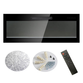 36/42 Inch Ultra-Thin Wall-Mounted Electric Fireplace with Tempered Glass, Multicolor Flames & Remote Control