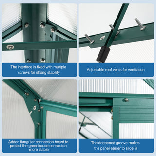 Polycarbonate Greenhouse Raised Base and Anchor Aluminum Heavy Duty Walk-in Greenhouses for Outdoor Backyard in All Season