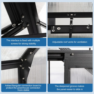 Polycarbonate Greenhouse Raised Base and Anchor Aluminum Heavy Duty Walk-in Greenhouses for Outdoor Backyard in All Season