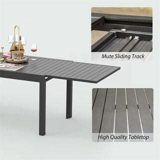 53"–106" Extendable Aluminum Patio Dining Table for 6–8 People, Rectangular Indoor & Outdoor Table in Dark Brown for Backyard, Garden & Balcony