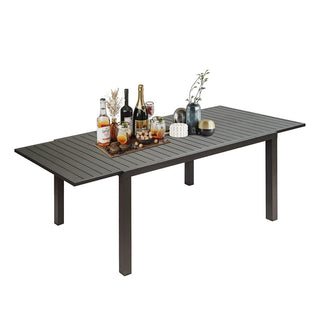 53"–106" Extendable Aluminum Patio Dining Table for 6–8 People, Rectangular Indoor & Outdoor Table in Dark Brown for Backyard, Garden & Balcony