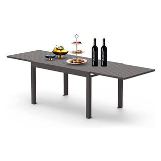 53"–106" Extendable Aluminum Patio Dining Table for 6–8 People, Rectangular Indoor & Outdoor Table in Dark Brown for Backyard, Garden & Balcony