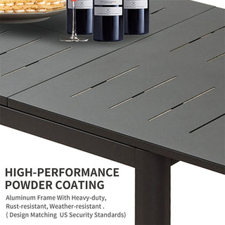 94.5" Expandable Aluminum Patio Dining Table for 6–8 People, Rectangular Outdoor Table in Dark Brown for Porch, Lawn & Garden