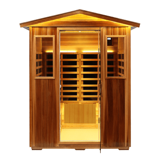 Mondawe 4-Person Outdoor Far Infrared Sauna Room with Low EMF Carbon Crystal Heating & Bluetooth Speakers