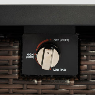 28" Propane Gas Fire Pit Table, 50000 BTU Square Steel Fire Pit with Beautiful Wicker Base for Outside Patio Deck Garden Backyard-Black