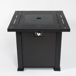 28" Propane Gas Fire Pit Table, 50000 BTU Square Steel Fire Pit for Outside Patio Deck Garden Backyard-Black
