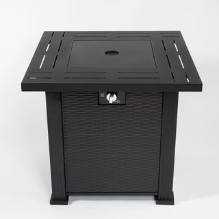 28" Propane Gas Fire Pit Table, 50000 BTU Square Steel Fire Pit for Outside Patio Deck Garden Backyard-Black
