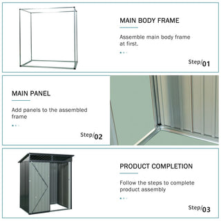 5X3 FT Outdoor Metal Storage Shed with Transparent Roof Panel, Tool Organizer for Garden, Patio & Backyard