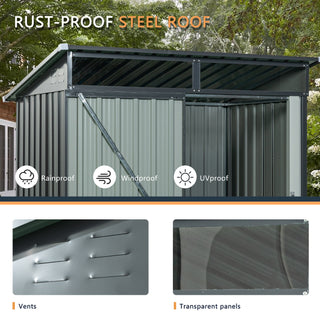 5X3 FT Outdoor Metal Storage Shed with Transparent Roof Panel, Tool Organizer for Garden, Patio & Backyard