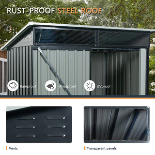 5X3 FT Outdoor Metal Storage Shed with Transparent Roof Panel, Tool Organizer for Garden, Patio & Backyard
