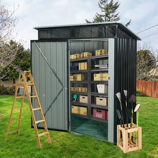 5X3 FT Outdoor Metal Storage Shed with Transparent Roof Panel, Tool Organizer for Garden, Patio & Backyard
