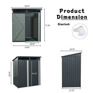 5X3 FT Outdoor Metal Storage Shed with Transparent Roof Panel, Tool Organizer for Garden, Patio & Backyard