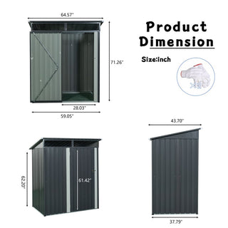 5X3 FT Outdoor Metal Storage Shed with Transparent Roof Panel, Tool Organizer for Garden, Patio & Backyard