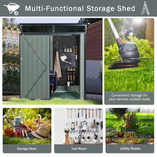 5X3 FT Outdoor Metal Storage Shed with Transparent Roof Panel, Tool Organizer for Garden, Patio & Backyard