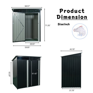 5X3 FT Outdoor Metal Storage Shed with Transparent Roof Panel, Tool Organizer for Garden, Patio & Backyard