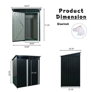 5X3 FT Outdoor Metal Storage Shed with Transparent Roof Panel, Tool Organizer for Garden, Patio & Backyard