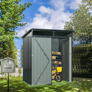 5X3 FT Outdoor Metal Storage Shed with Transparent Roof Panel, Tool Organizer for Garden, Patio & Backyard