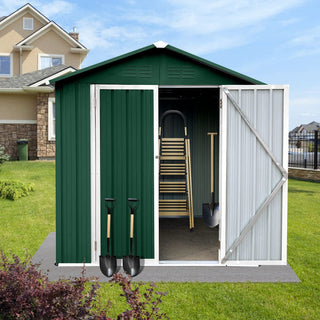 Mondawe 6ft x 4ft Metal Outdoor Storage Shed with Apex Roof, Garden Tool Organizer for Backyard