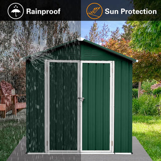 Mondawe 6ft x 4ft Metal Outdoor Storage Shed with Apex Roof, Garden Tool Organizer for Backyard