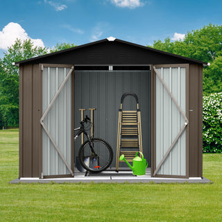Mondawe 8ft x 6ft Metal Garden Storage Shed, Outdoor Tool Organizer for Backyard or Patio