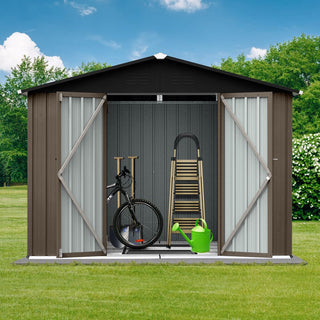 Mondawe 8ft x 6ft Metal Garden Storage Shed, Outdoor Tool Organizer for Backyard or Patio