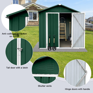 Mondawe 6ft x 4ft Metal Outdoor Storage Shed with Apex Roof, Garden Tool Organizer for Backyard