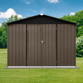Mondawe 8ft x 6ft Metal Garden Storage Shed, Outdoor Tool Organizer for Backyard or Patio