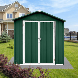 Mondawe 6ft x 4ft Metal Outdoor Storage Shed with Apex Roof, Garden Tool Organizer for Backyard