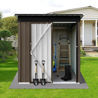 Mondawe 5ft x 4ft Metal Garden Storage Shed, Brown Outdoor Tool Storage for Backyard or Patio