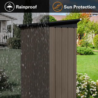 Mondawe 5ft x 4ft Metal Garden Storage Shed, Brown Outdoor Tool Storage for Backyard or Patio