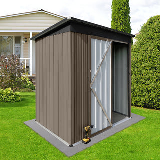 Mondawe 5ft x 4ft Metal Garden Storage Shed, Brown Outdoor Tool Storage for Backyard or Patio