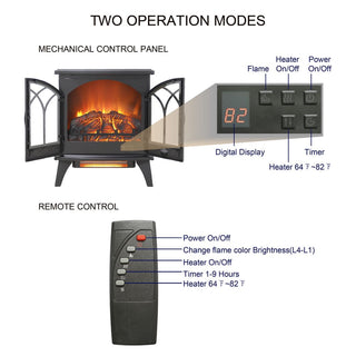 24-Inch 3D Flame Electric Infrared Quartz Fireplace Stove with Remote Control