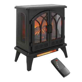 24-Inch 3D Flame Electric Infrared Quartz Fireplace Stove with Remote Control