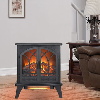 24-Inch 3D Flame Electric Infrared Quartz Fireplace Stove with Remote Control