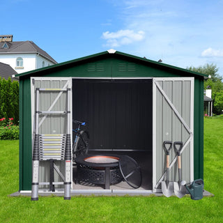 Mondawe 8ft x 10ft Metal Garden Storage Shed, Outdoor Tool Organizer for Backyard or Patio