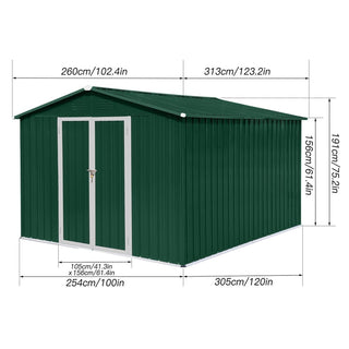 Mondawe 8ft x 10ft Metal Garden Storage Shed, Outdoor Tool Organizer for Backyard or Patio