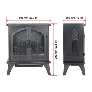 24-Inch 3D Flame Electric Infrared Quartz Fireplace Stove with Remote Control
